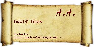 Adolf Alex névjegykártya